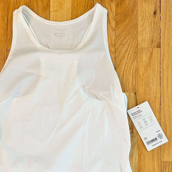 NWT New Athleta Women's White Match Point Pleated Dress Tennis Golf Size Medium - Picture 2 of 4